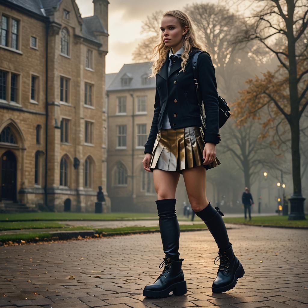 Caroline Wozniacki on Oxford Campus in Moody Lighting