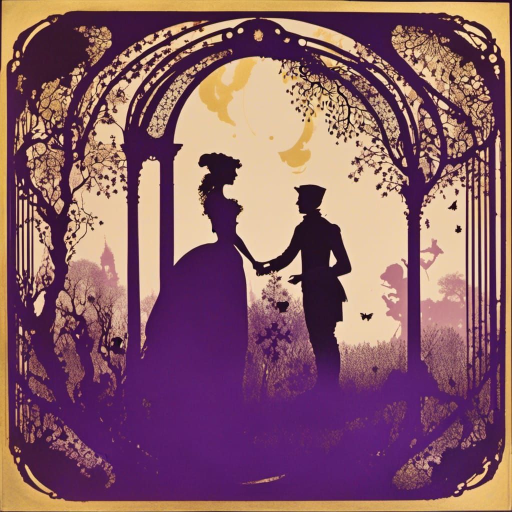 Palladian Garden Couple in Double Exposure