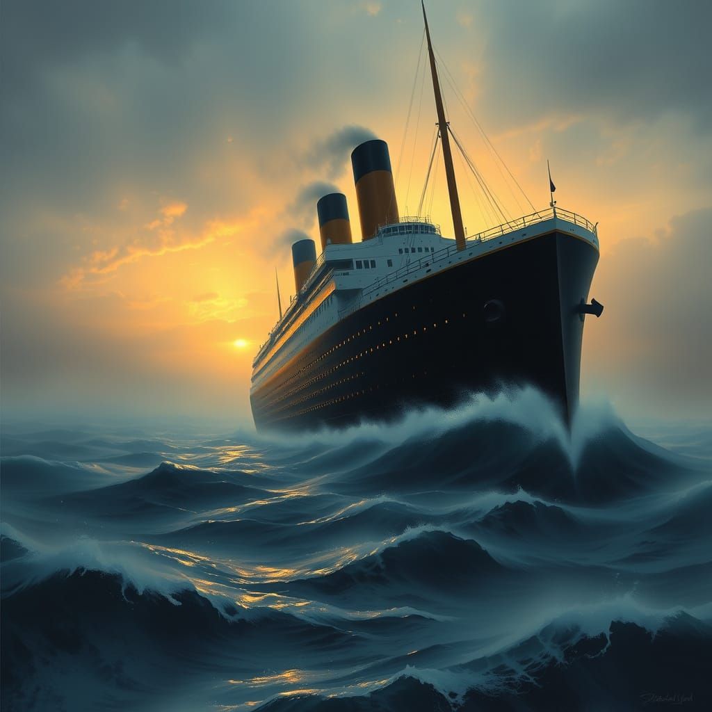 Majestic Ocean Liner Sets Sail in the Early 20th Century