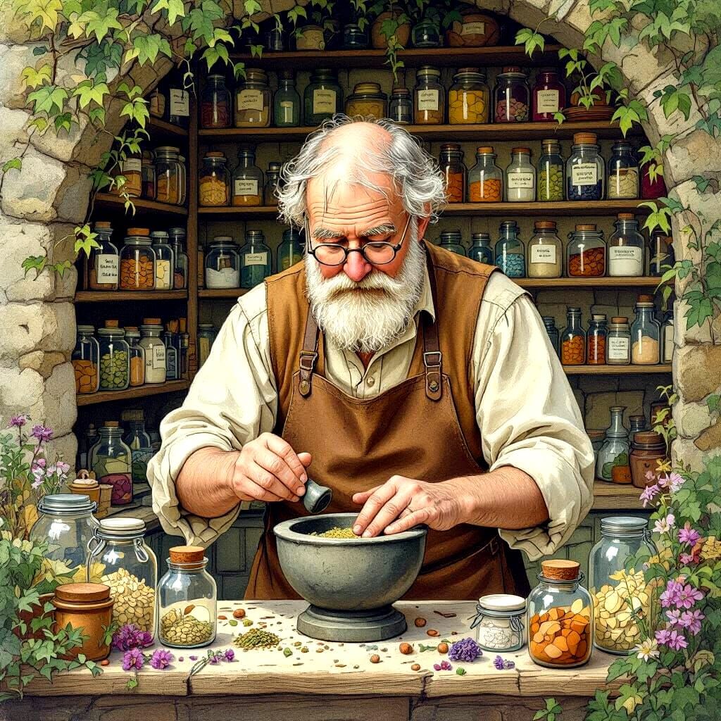 Quaint Apothecary Shop in Painterly Style