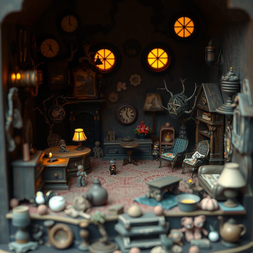 Whimsical Miniature World in Golden Light