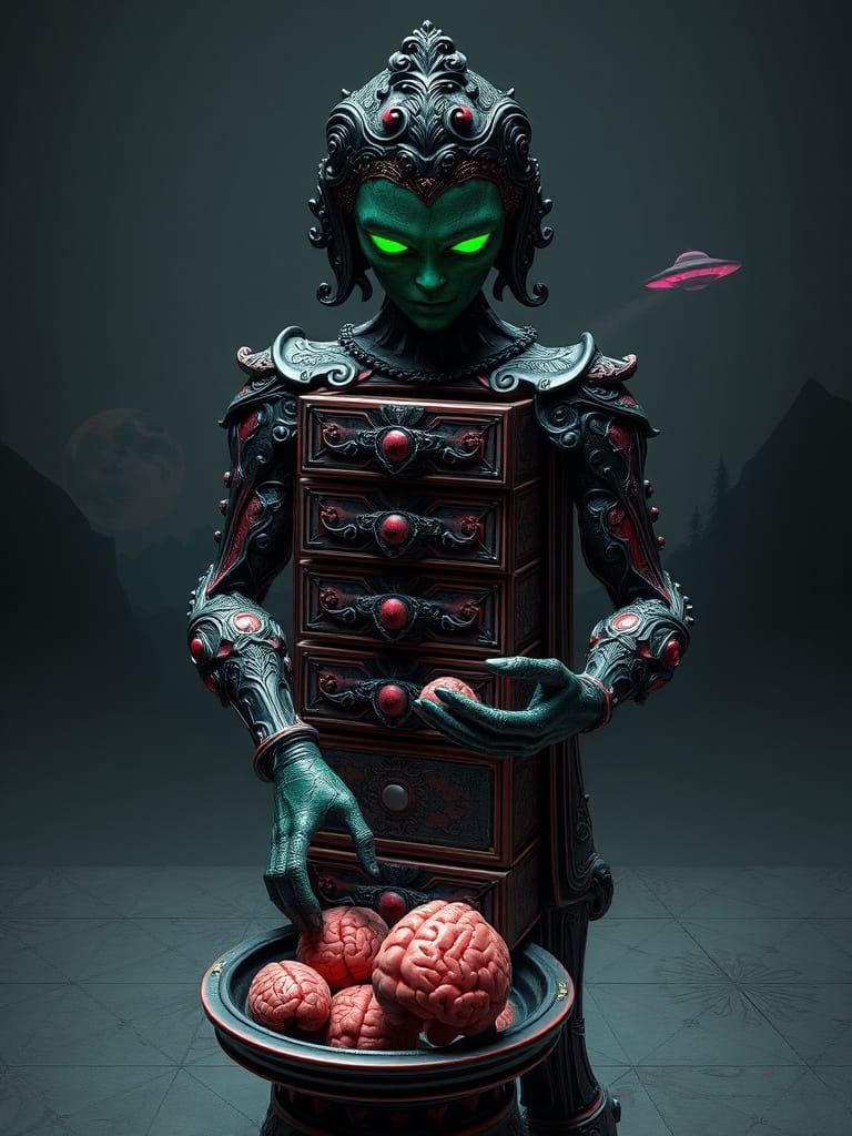 Ethereal Guardian of Secrets in Rococo Splendor