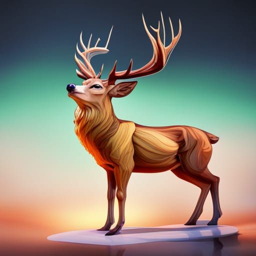 Hyperrealistic Swarovski Deer Figurine in Splash Art Style