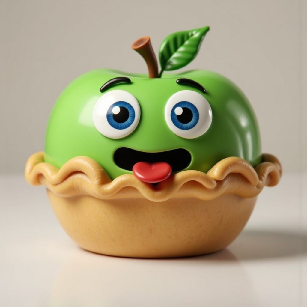 Cute Apple Pie Character with Googly Eyes