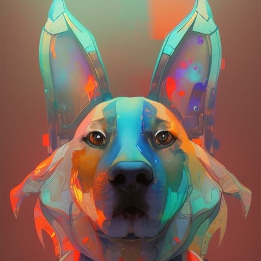 Hyperdetailed Watercolor Dog Concept Art