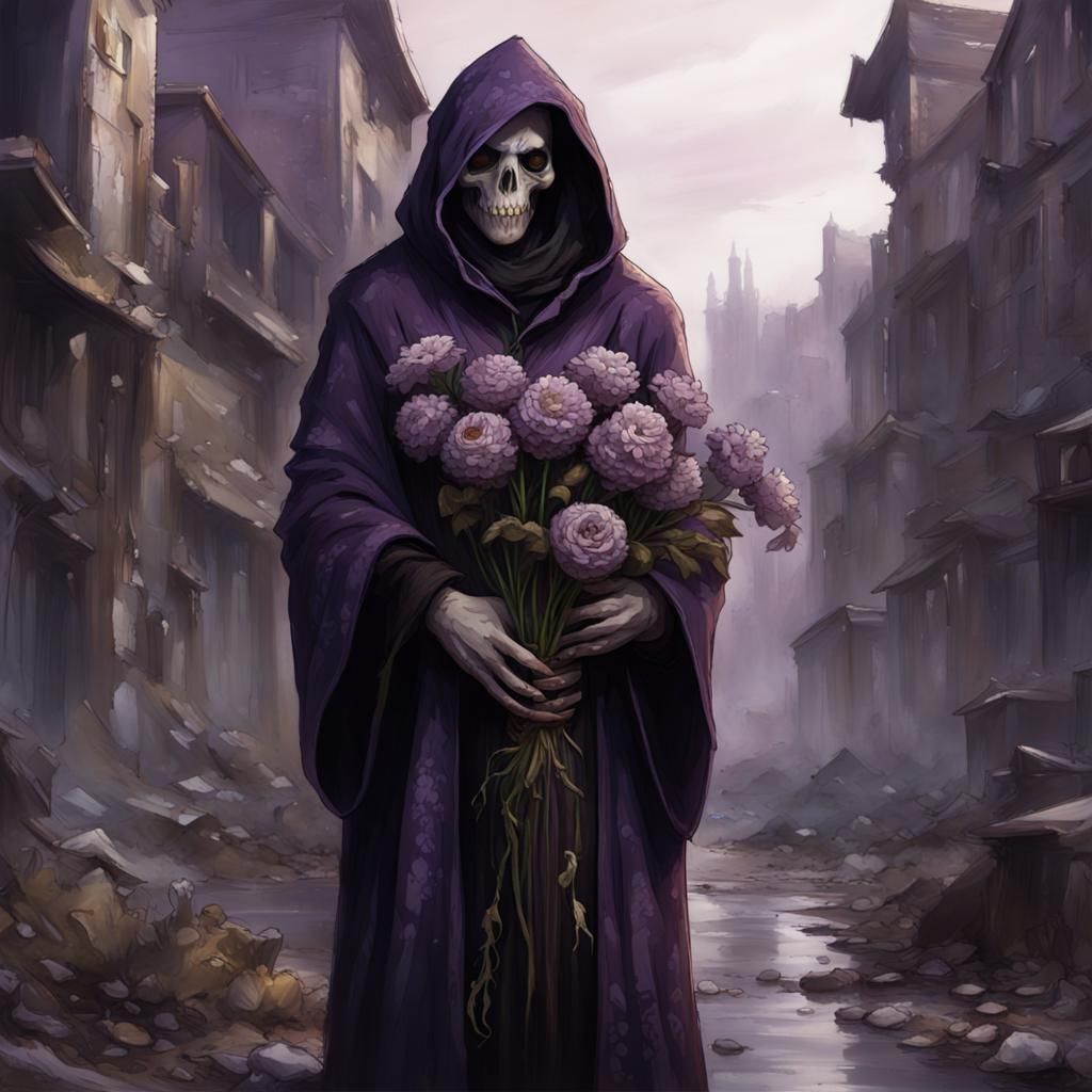 Froglok Necromancer in Ruined City, Detailed Matte Painting