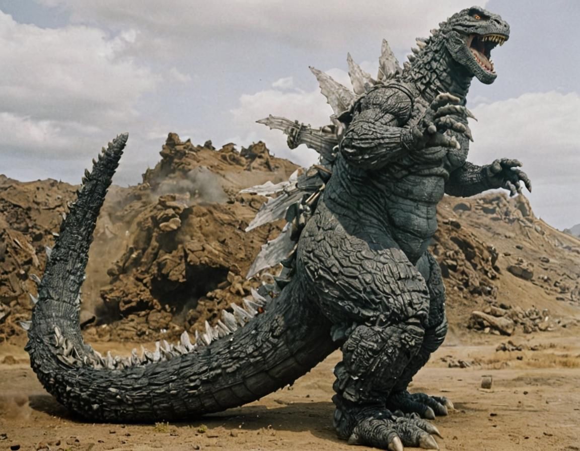 Godzilla Approaches Flying UFO