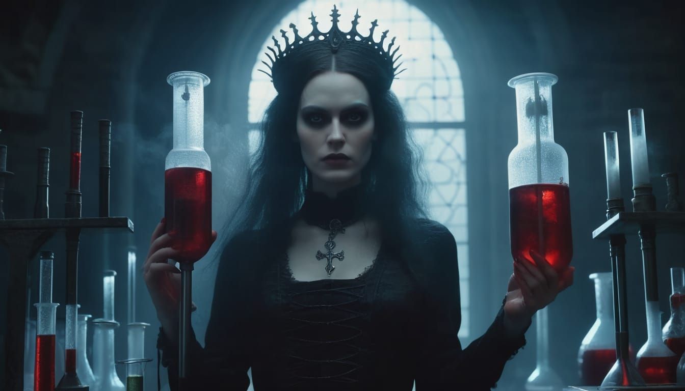Gothic Alchemist in a Dark Fantasy Laboratory