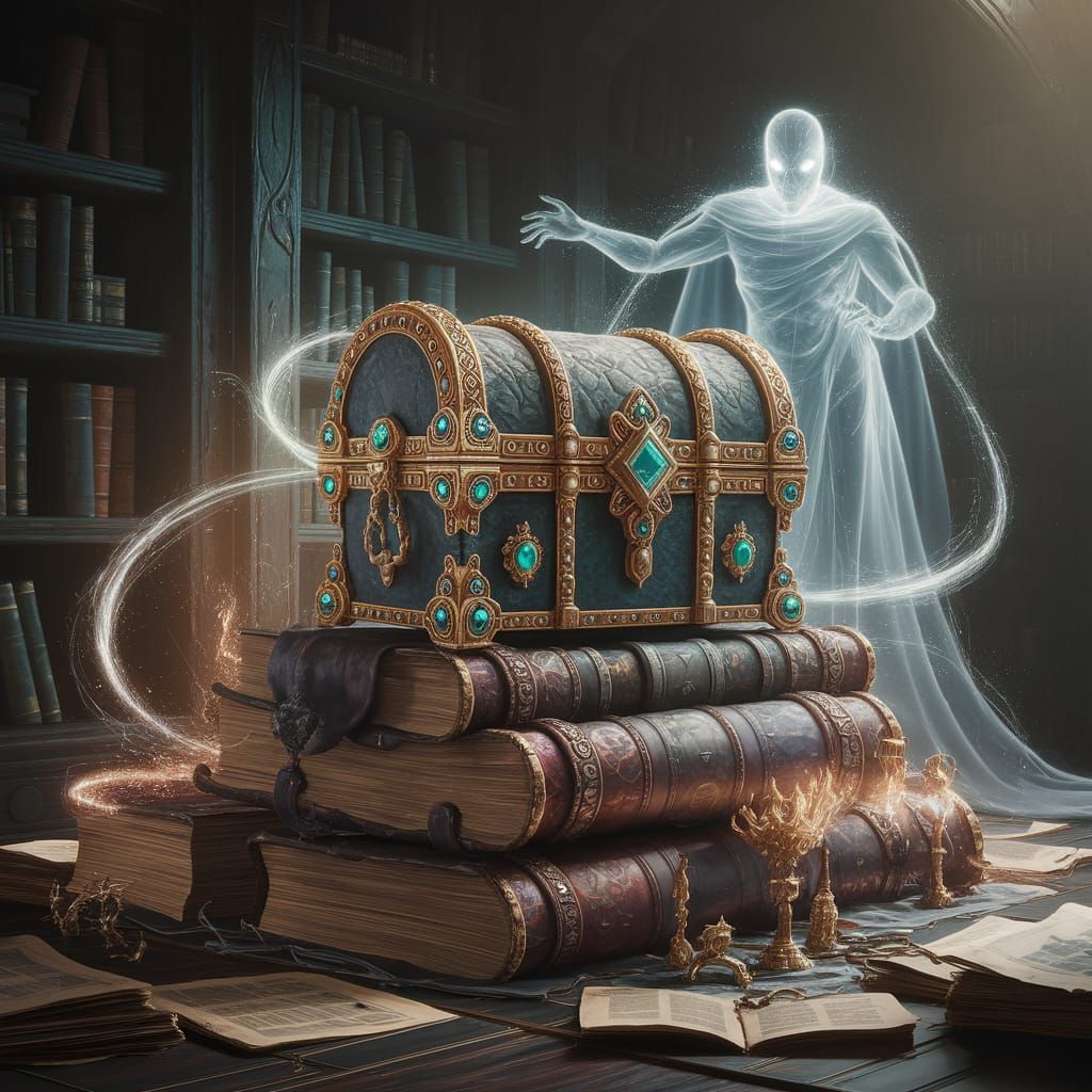 Enchanted Treasure Chest in Arcane Library