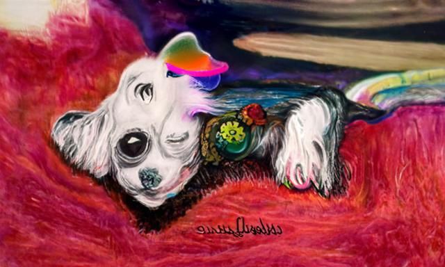 Whimsical Dog Portrait in Psychedelic Pastel Art