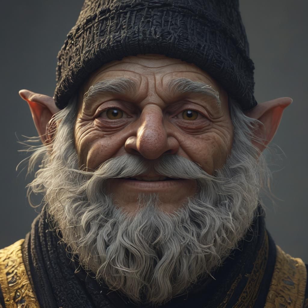 Gnome Cleric Portrait in Doré-Inspired Style