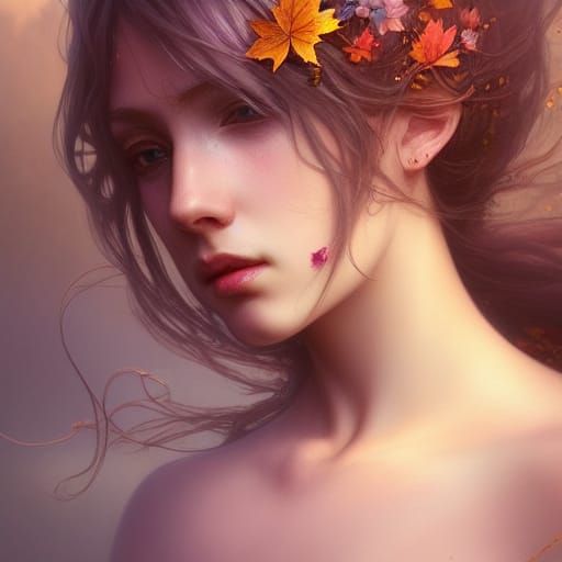 Beautiful Autumn Fairy Portrait in 3D