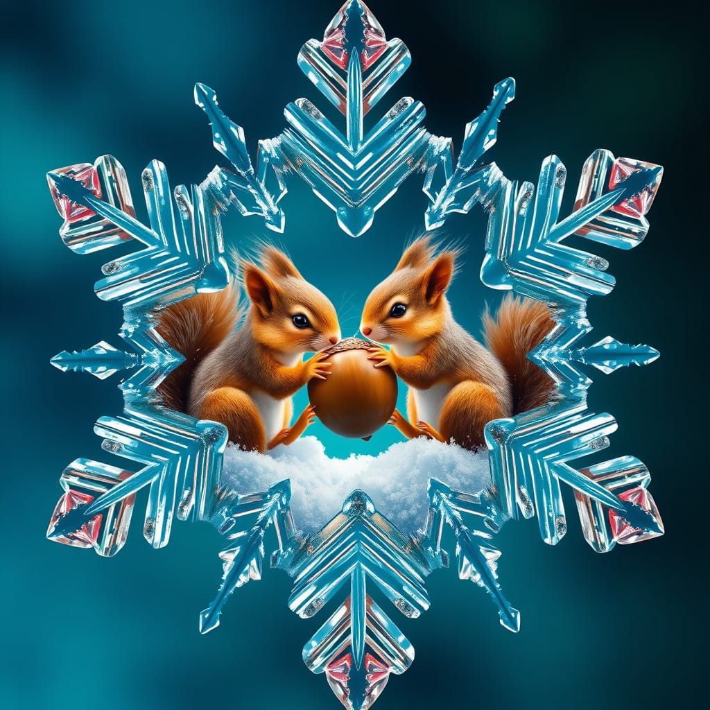 Whimsical Winter Wonderland in Hyper-Realistic Snowflake