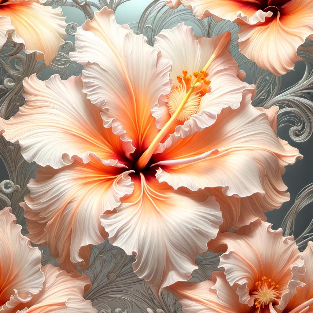 Luminous Floral Filigree in Manga Style