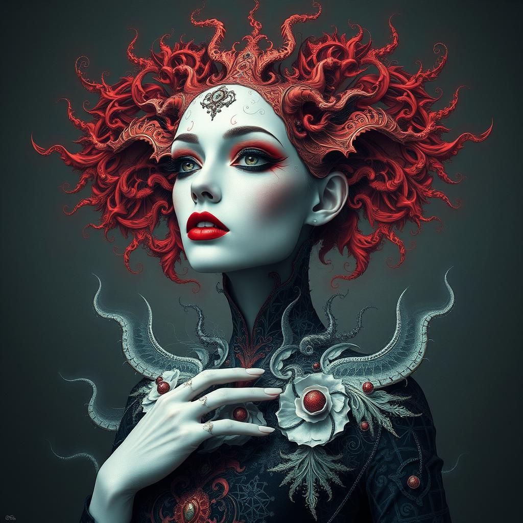 Fractal Elegance: A Surreal Abstract Supermodel