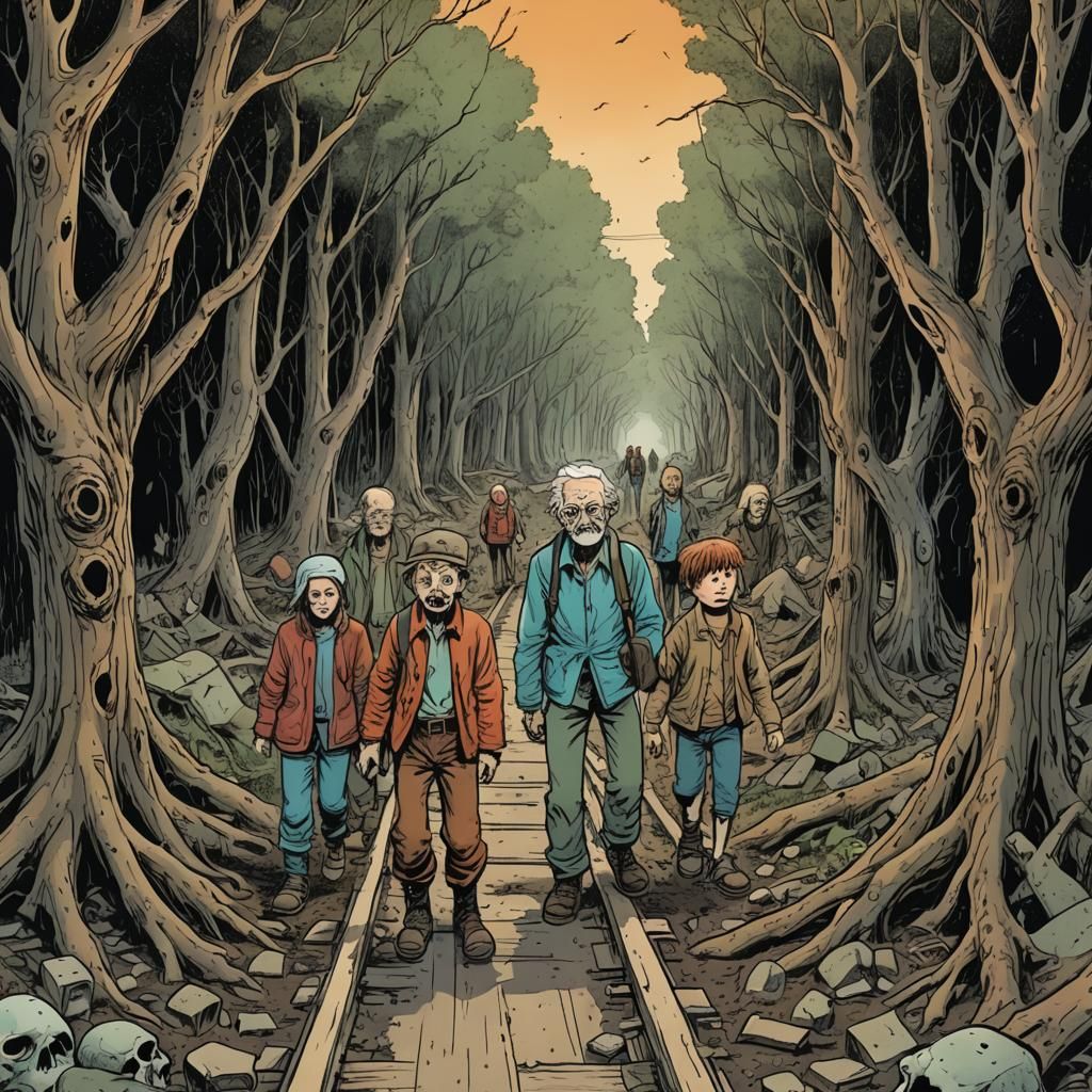 Post-Apocalyptic Comic Scene: Dusty, Dark World