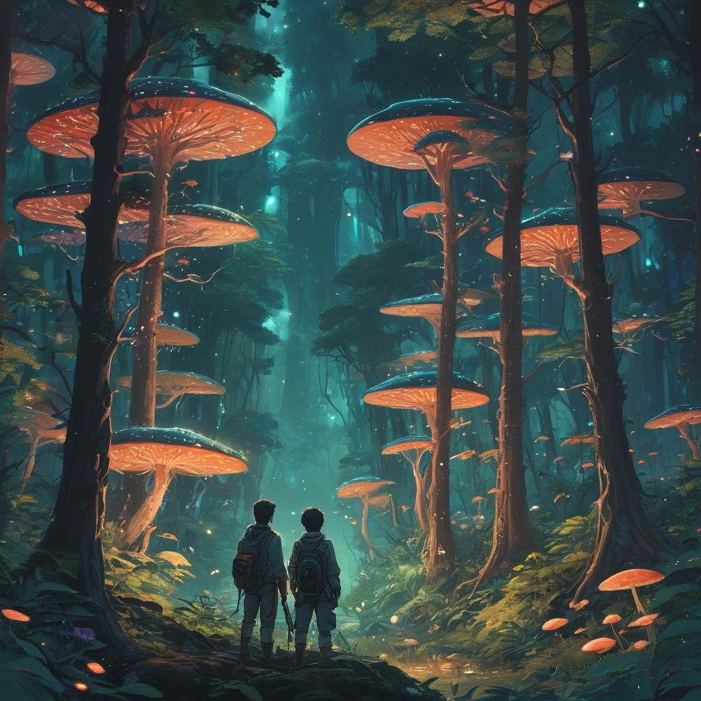 Lush Forest Planet in a Sci-Fi Illustration