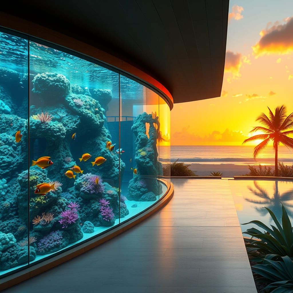 Hawaiian Beachside Villa with Vibrant Coral Reef