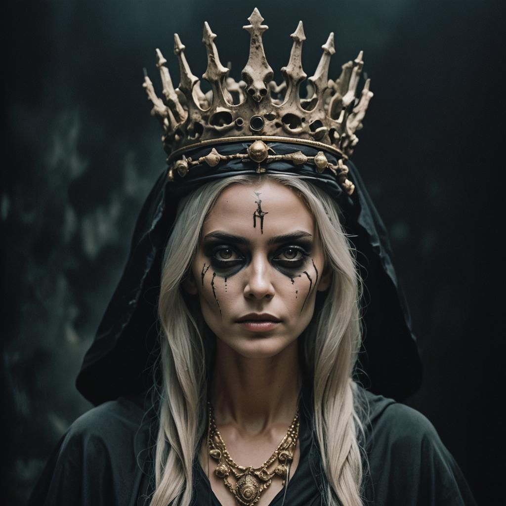 Goddess with Bone Crown: Cinematic Film Still