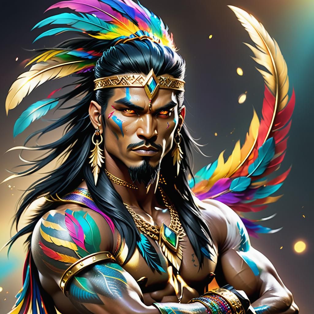 Air Elemental Warrior King with Gold Jewelry