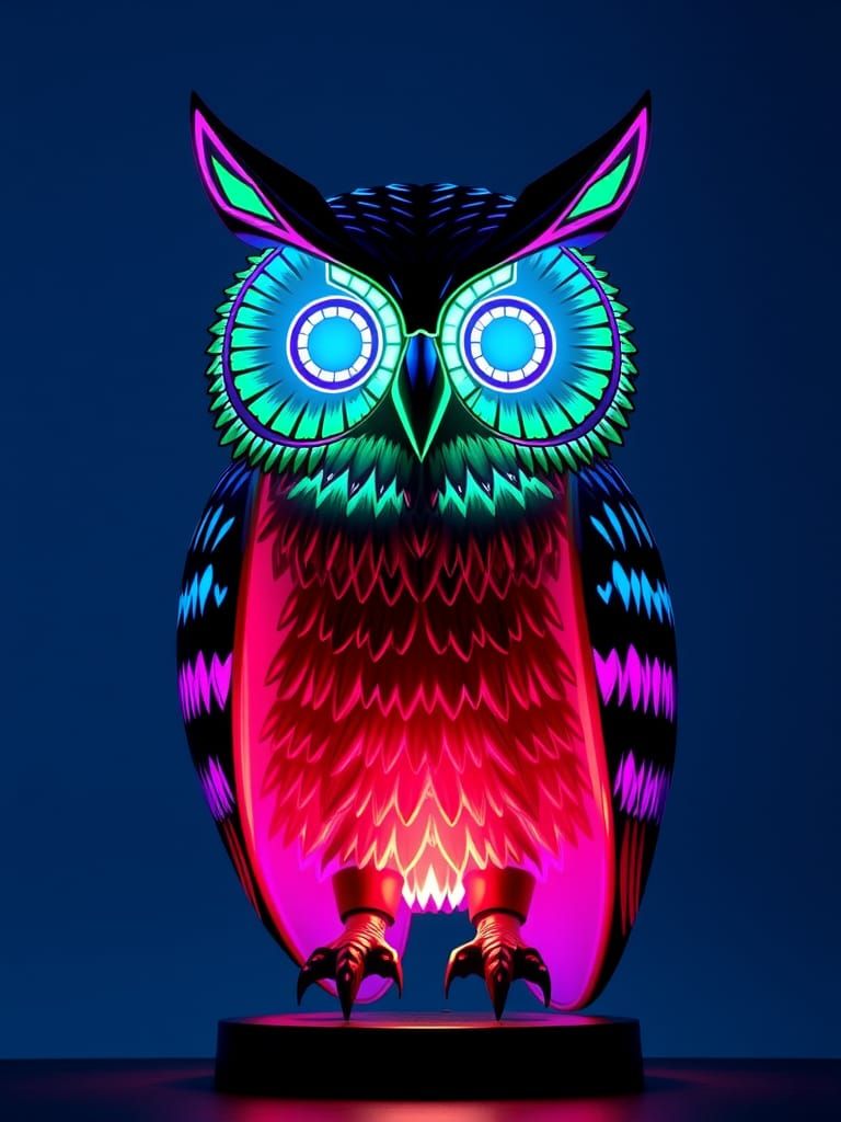Neon Owl Desk Lamp with RGB LED Lights