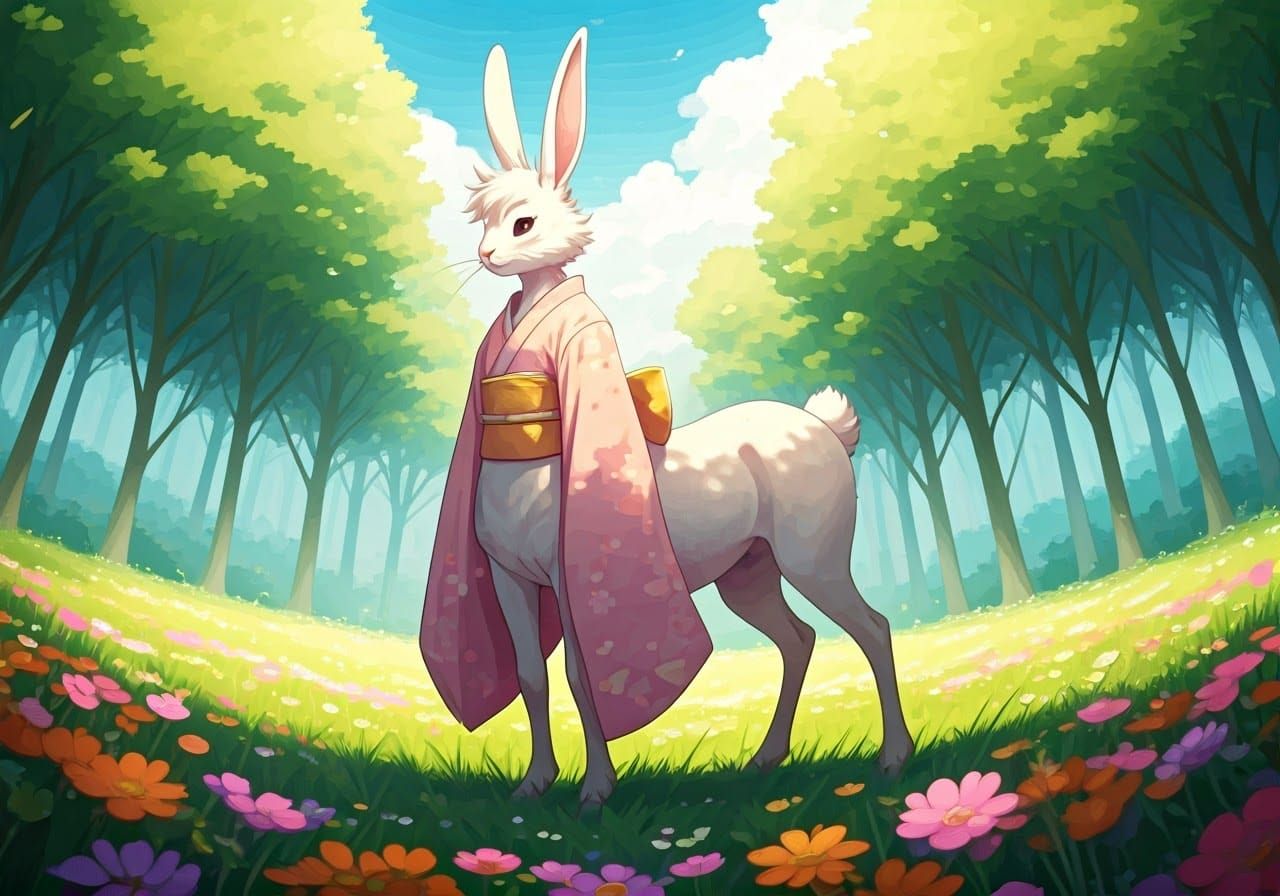 Rabbit Centaur in Meadow: Anime Key Visuals