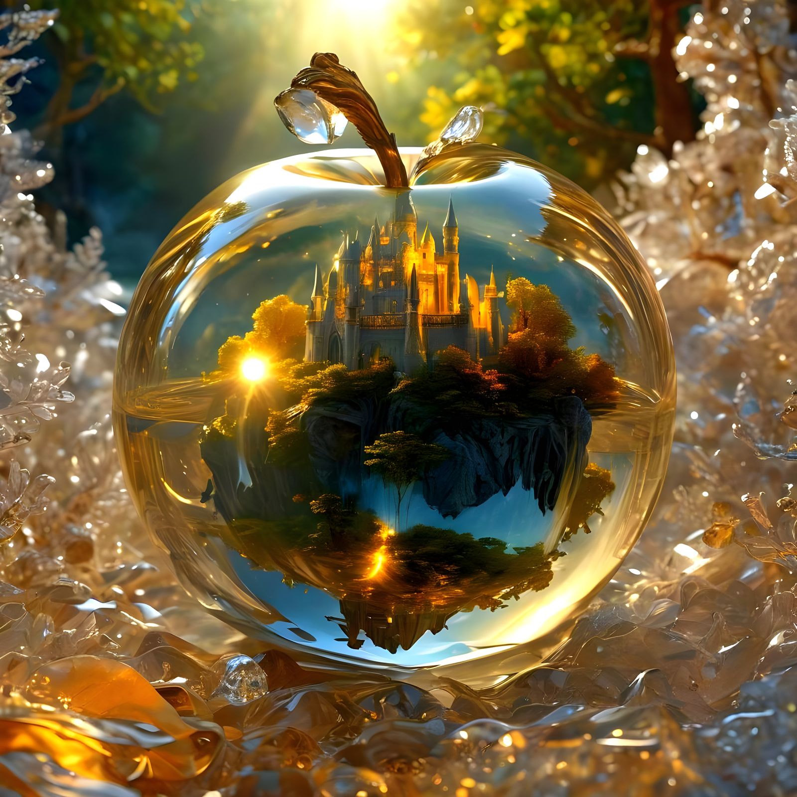 Crystal Glass Apple Reveals Elvish Kingdom Secrets