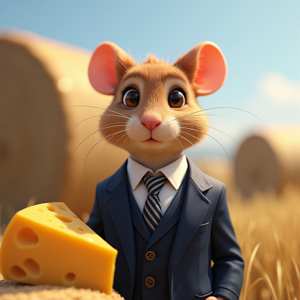 Confident Mouse Exudes Sophistication in Navy Suit