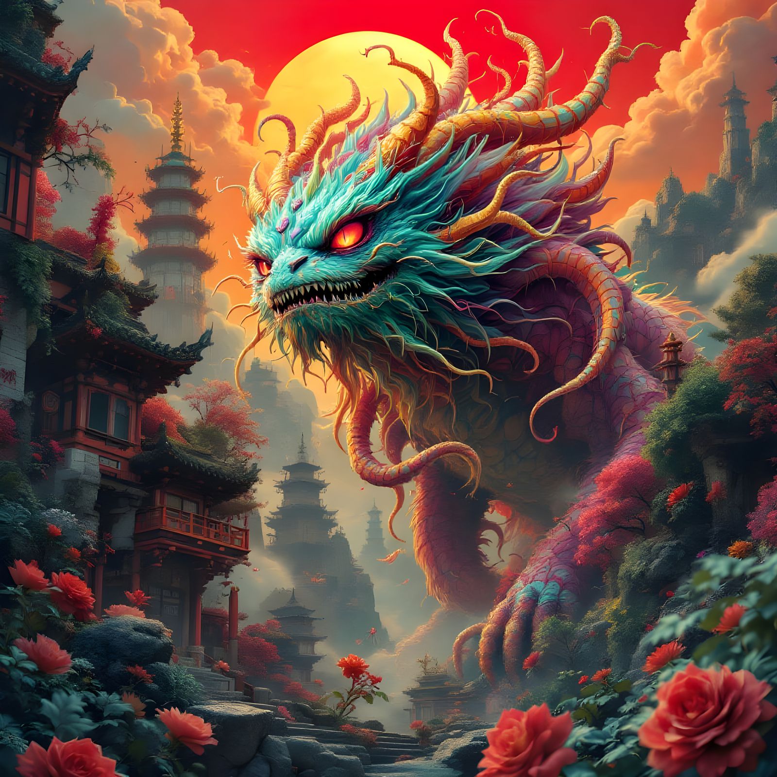 Vibrant Dark Fantasy Creature in Stunning 3D Style