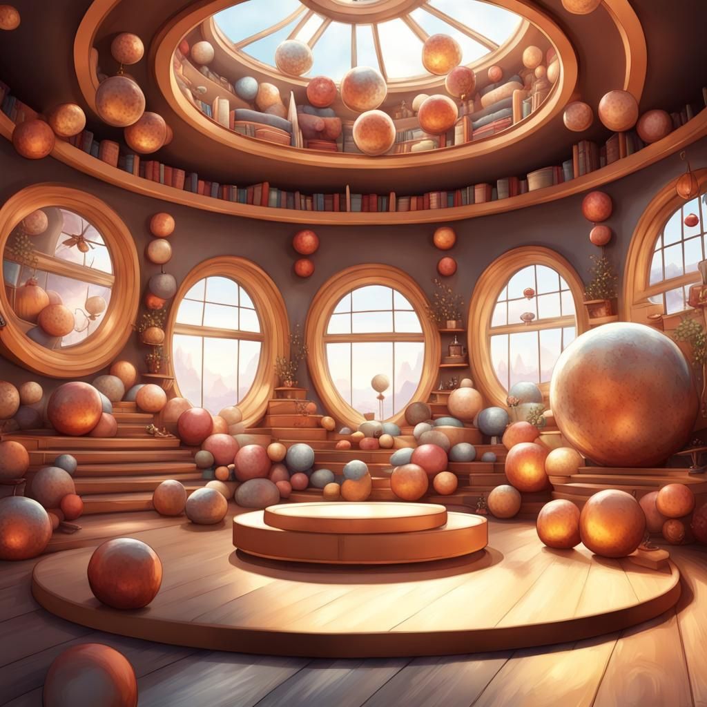 Round Room with Round Objects: Storybook Illustration