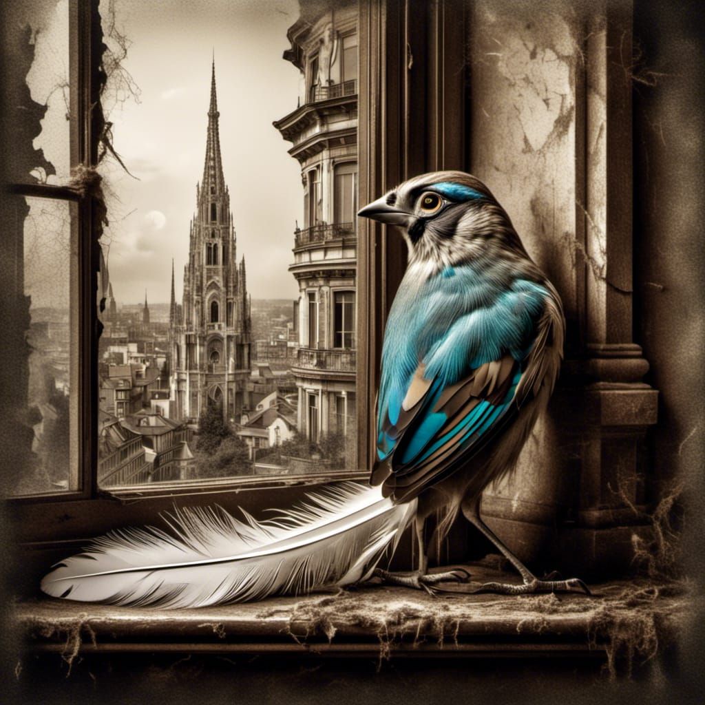 Feather's Gentle Touch on a Windowsill