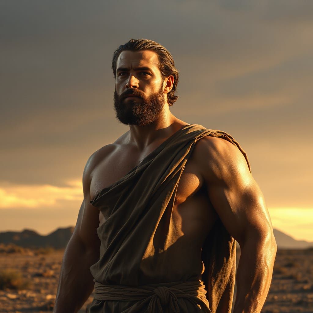 Stoic Godlike Man in Contemplation, Classical Heroic Style