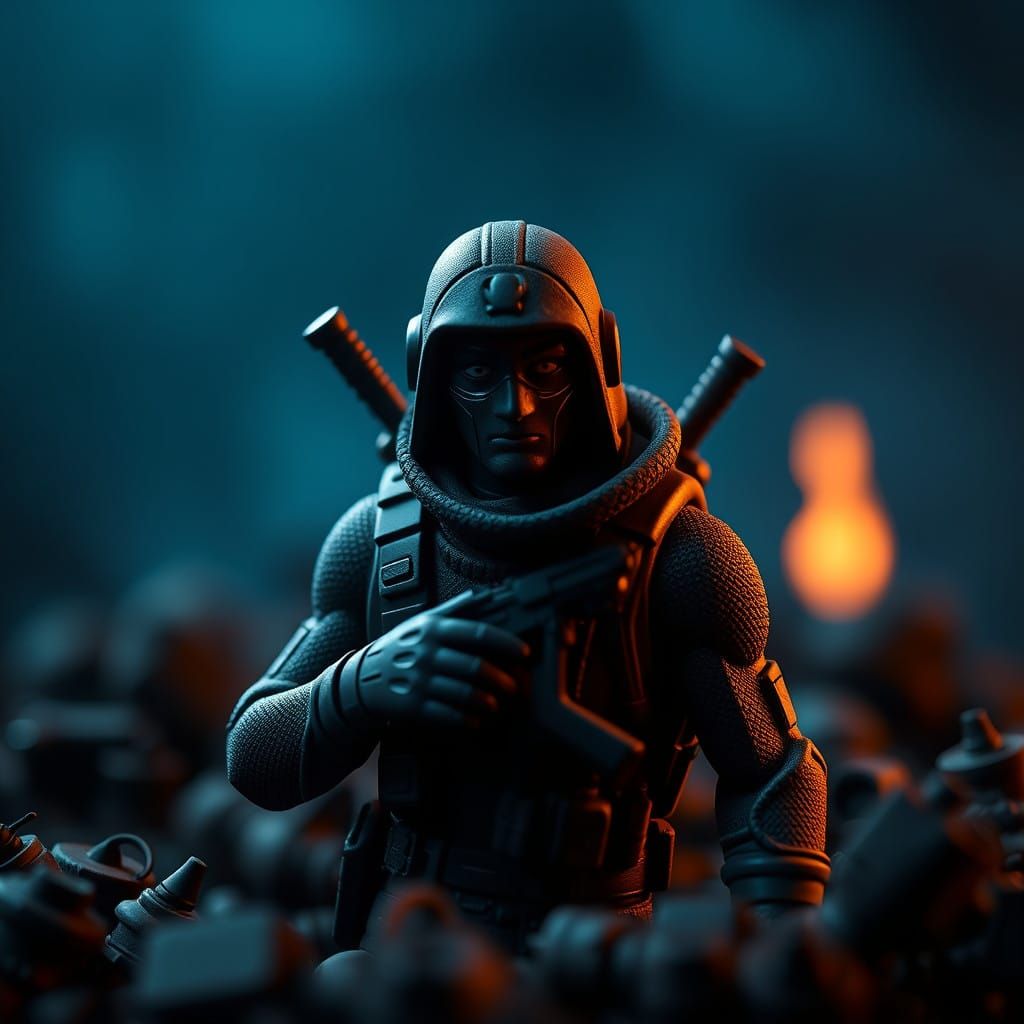 Fortnite FNCS Miniature in Dark Hyper-Realistic Style