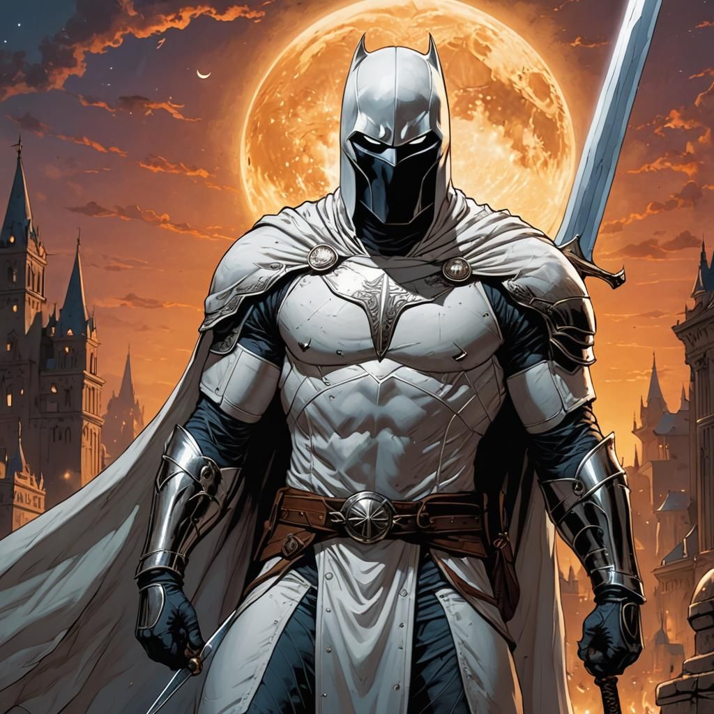 Moon Knight with Sword in Shimmering Light