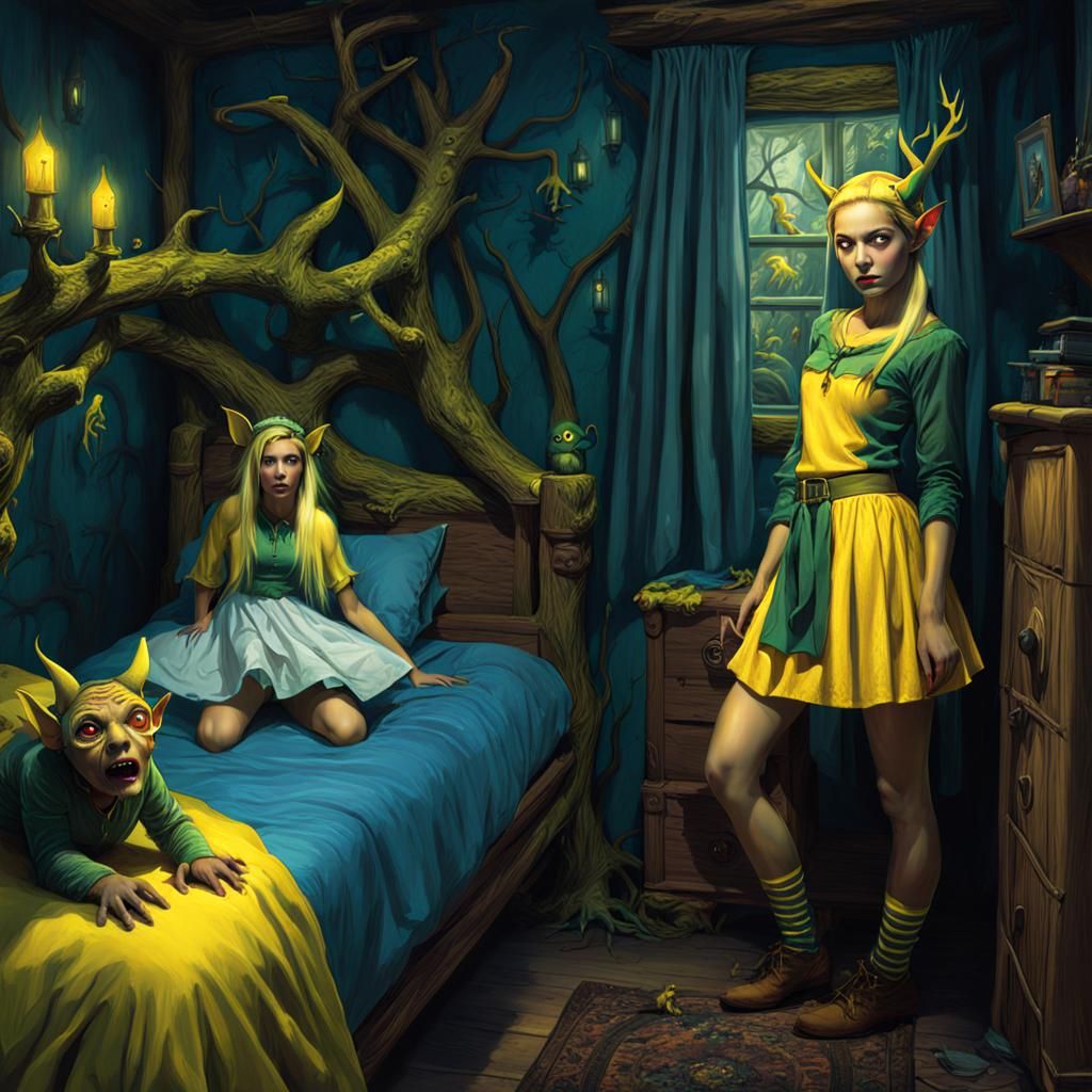 An elf having funny dreams