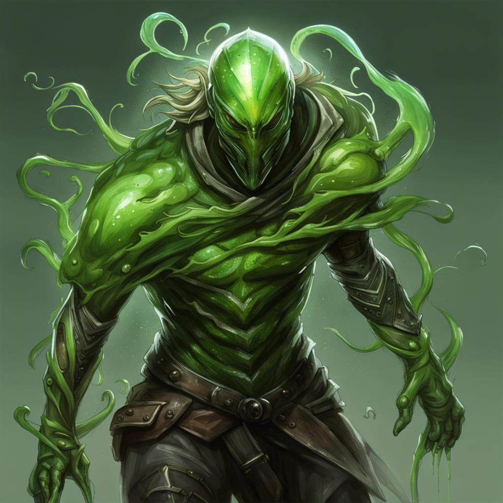 Plasmoid Rogue with Daggers in Splash Art Style