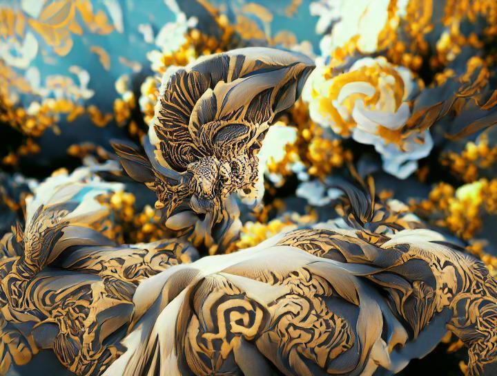 Athena in Filigree Damask Pattern