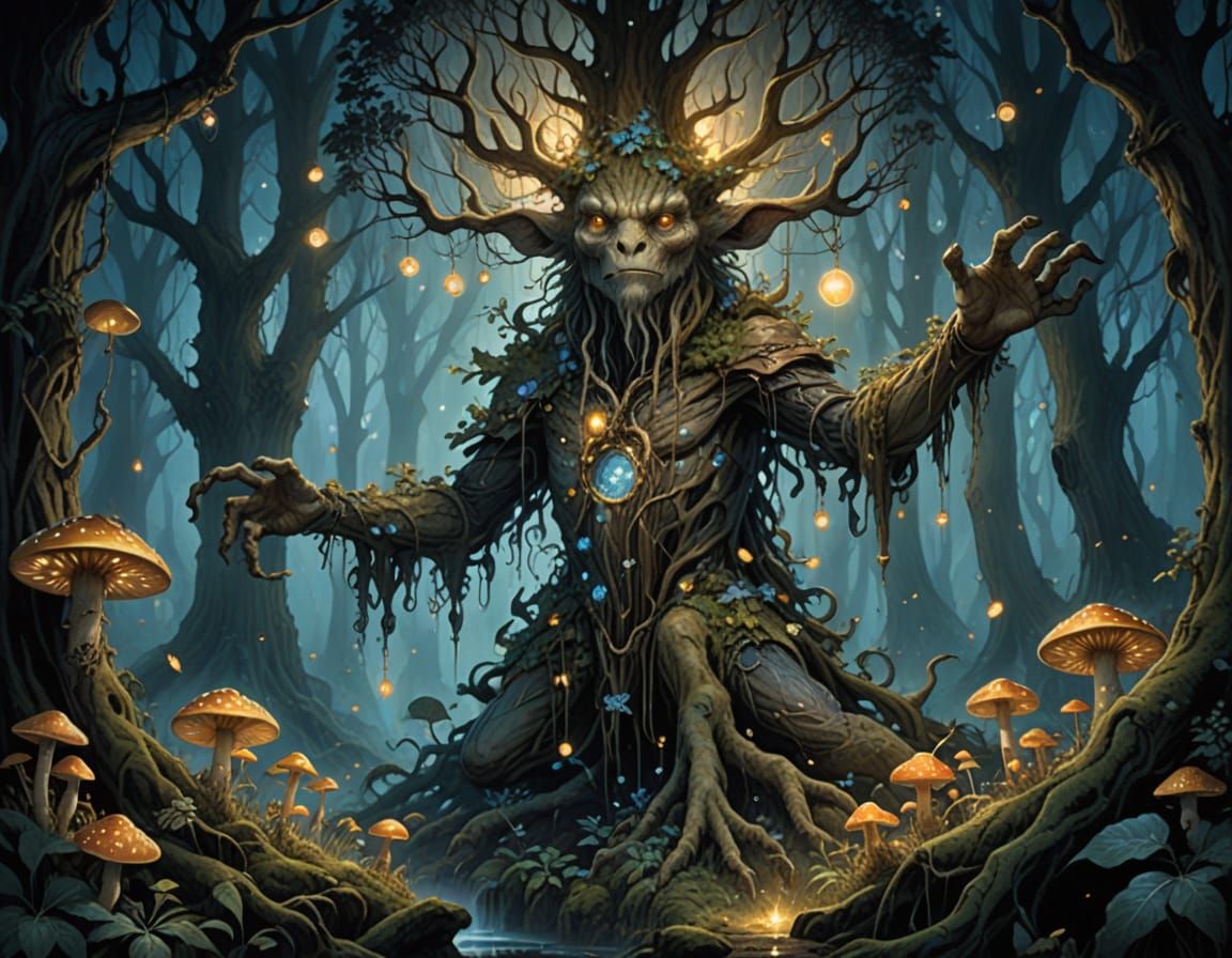 Ethereal Treant in Moonlit Forest