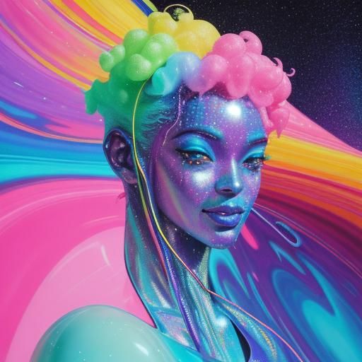 Cute Purple Alien with Lollipop in Candy Art Style