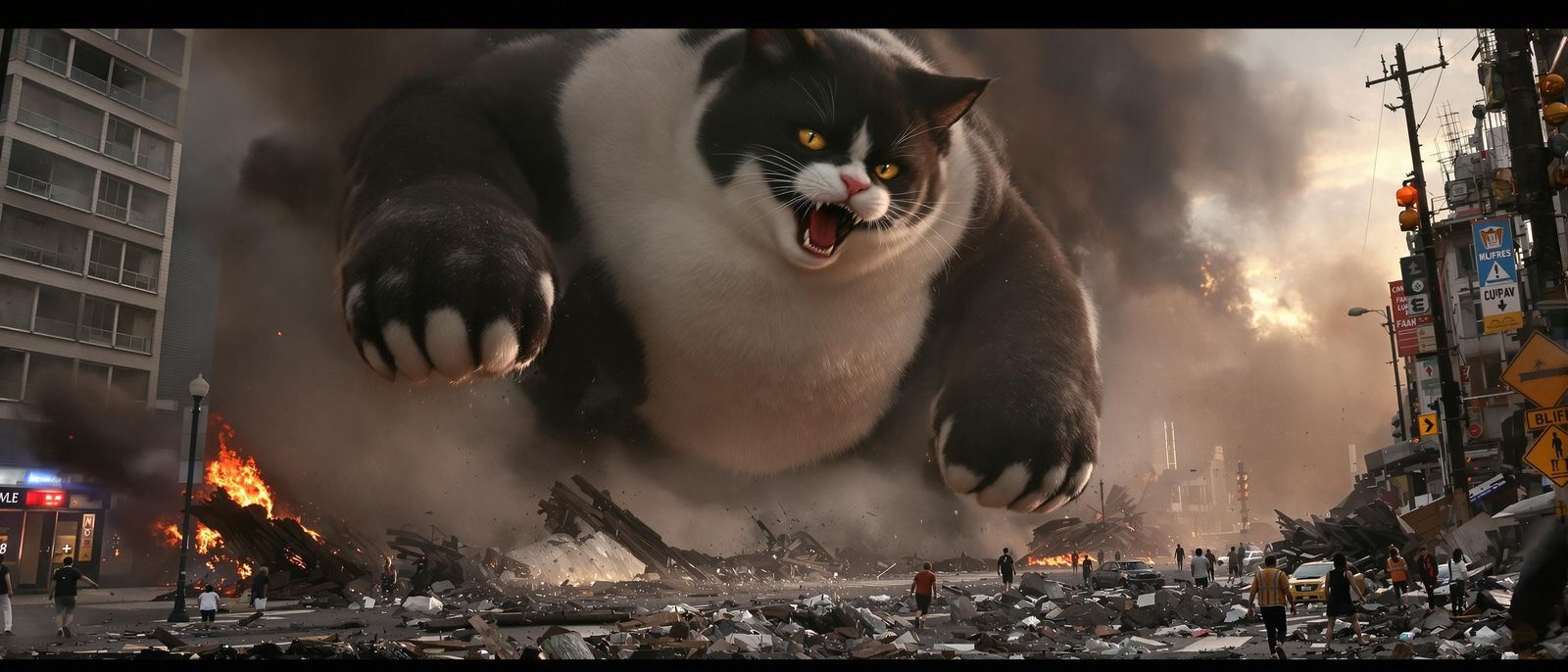 Cyberpunk Cat Apocalypse in Ruins