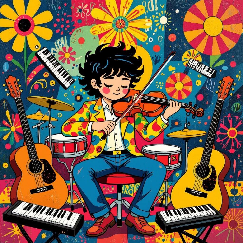 Musical Portrait in Pop Surrealist Style