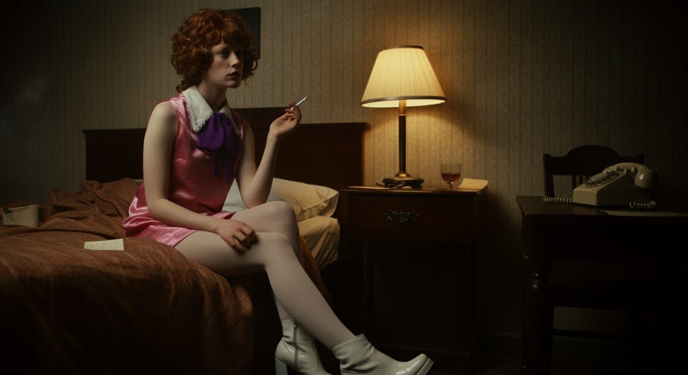 Gritty 1960s Motel Room Mystery in Photorealistic Style