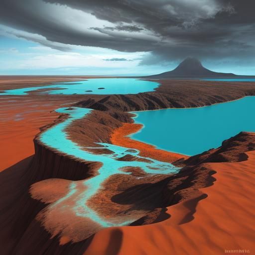 Atacama Desert Flash Flood in Digital Art Style