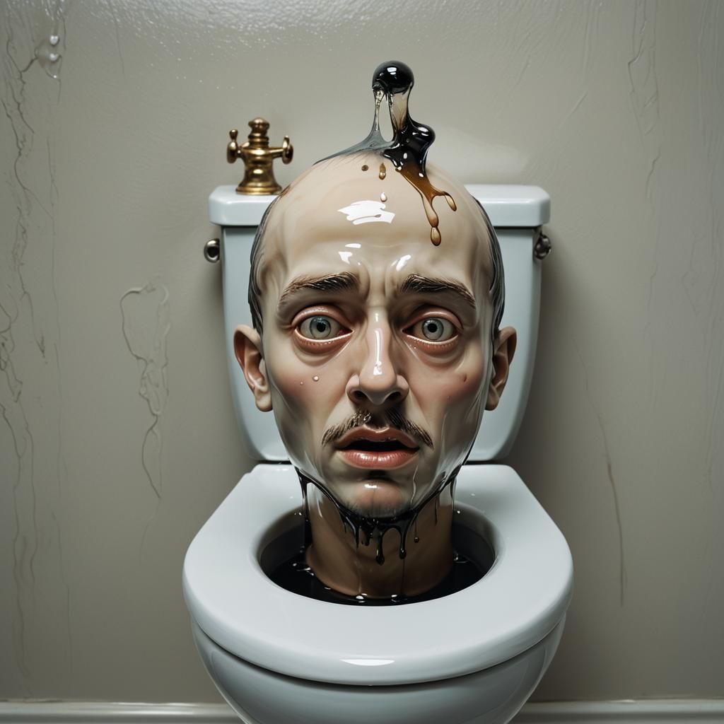 Head Emerges From Toilet in Surreal 3D Art