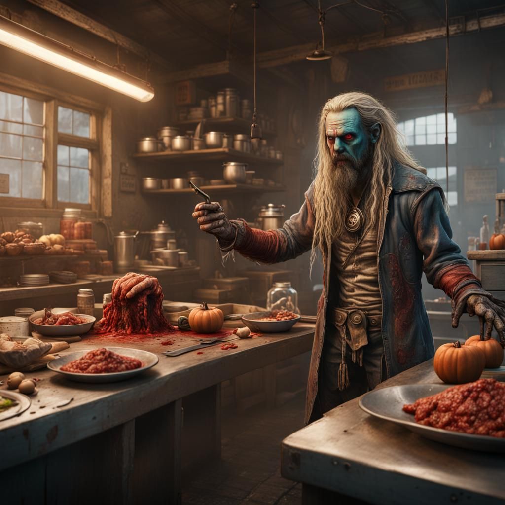 Rob Zombie in Detailed Matte Painting at Food Kitchen