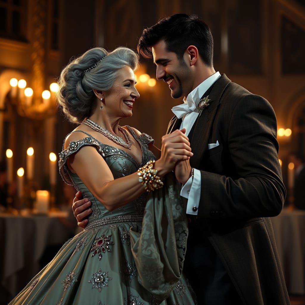 Elegant Englishwoman and Handsome Young Spaniard Share Joyfu...