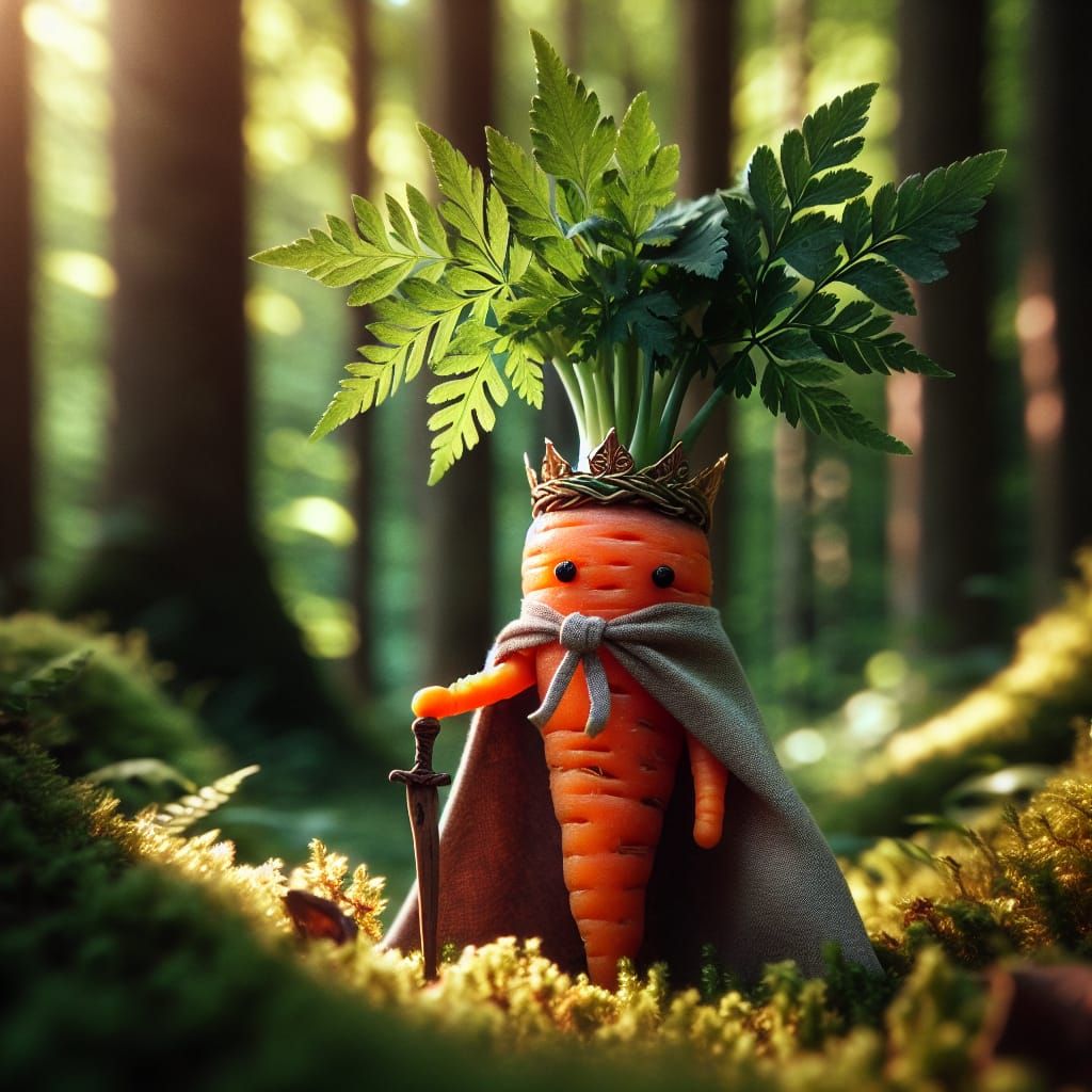 Vibrant Adventurer Carrot in Whimsical Forest