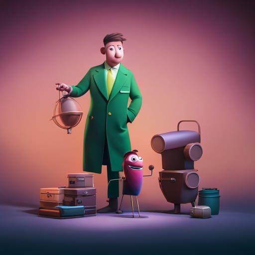 Pixar-Style 3D Digital Art with Bright Colors