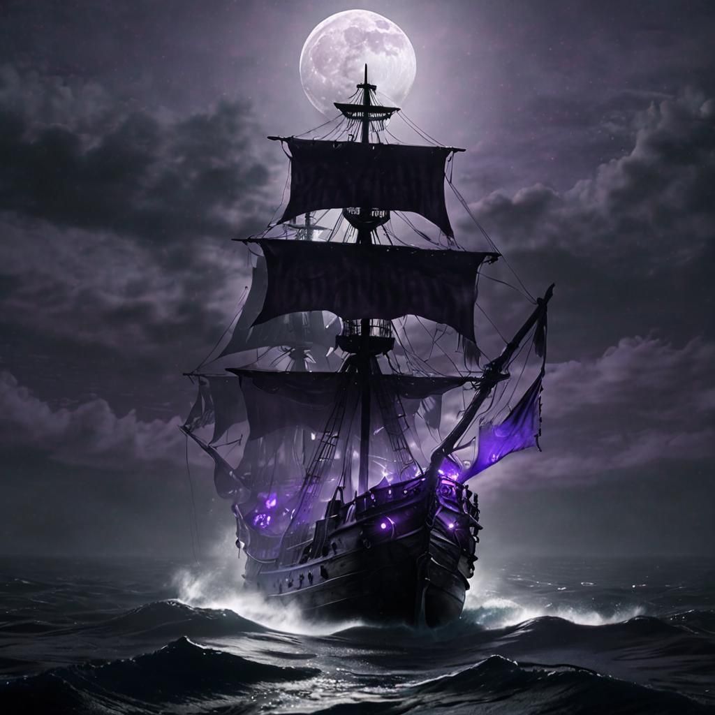 Gothic Pirate Ship on Purple Seas