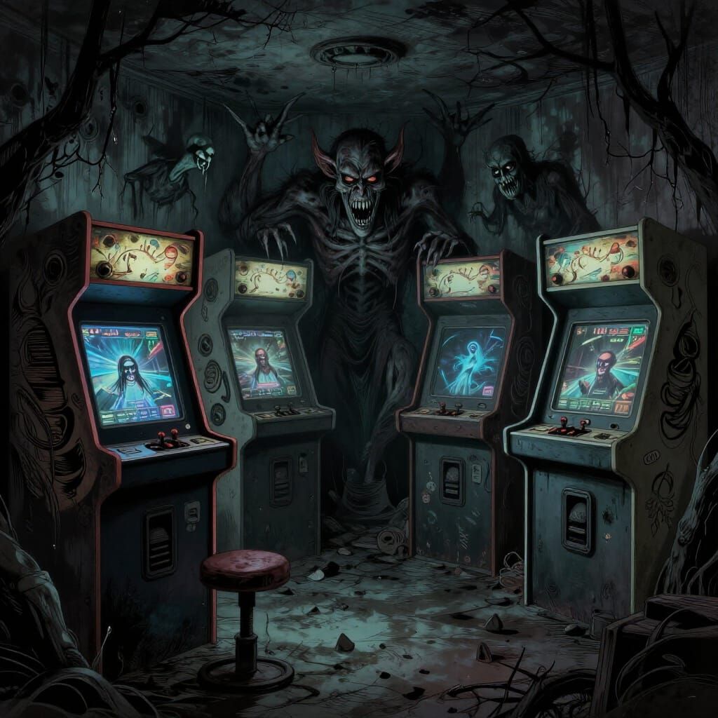 Haunted Abandoned Arcade with Demons and Spirits